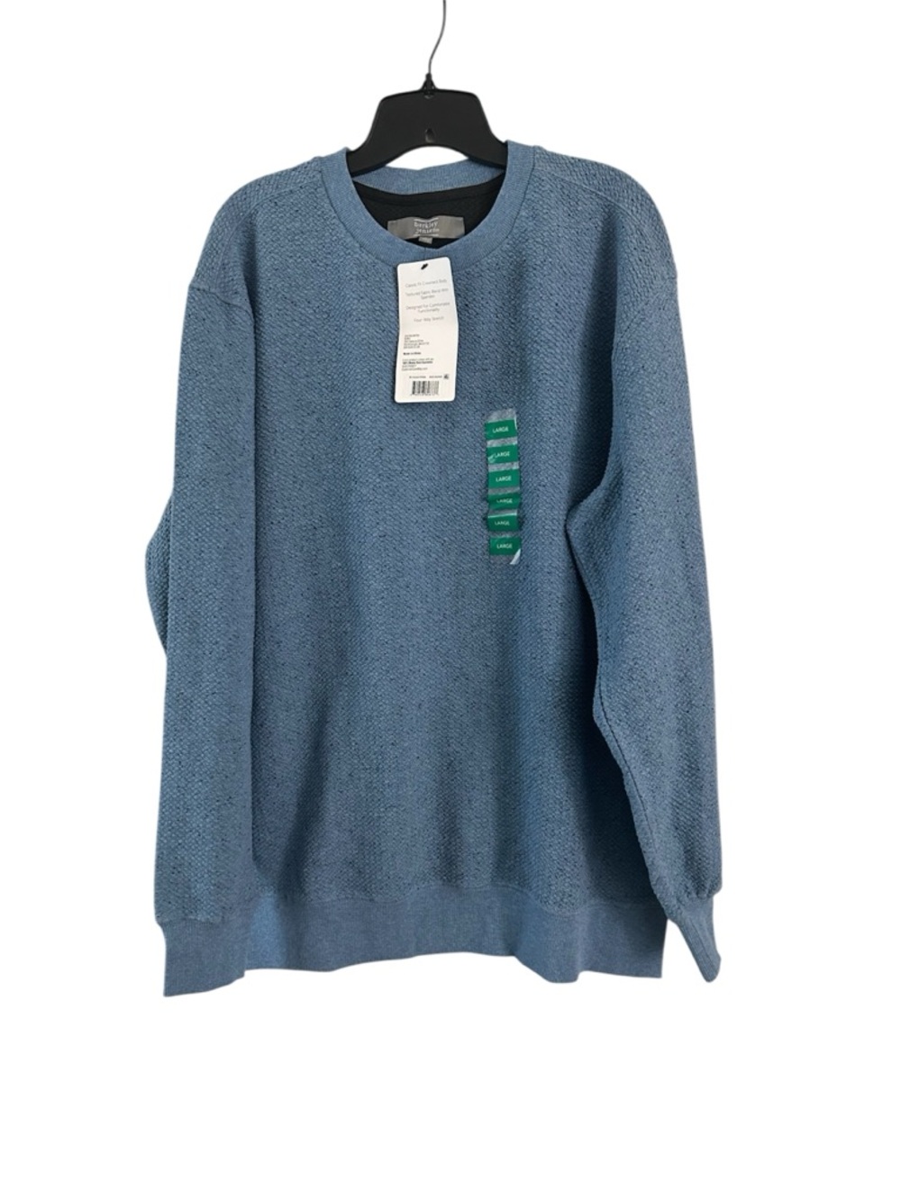 Berkley Jensen Blue Textured Crew Neck Sweater Size L